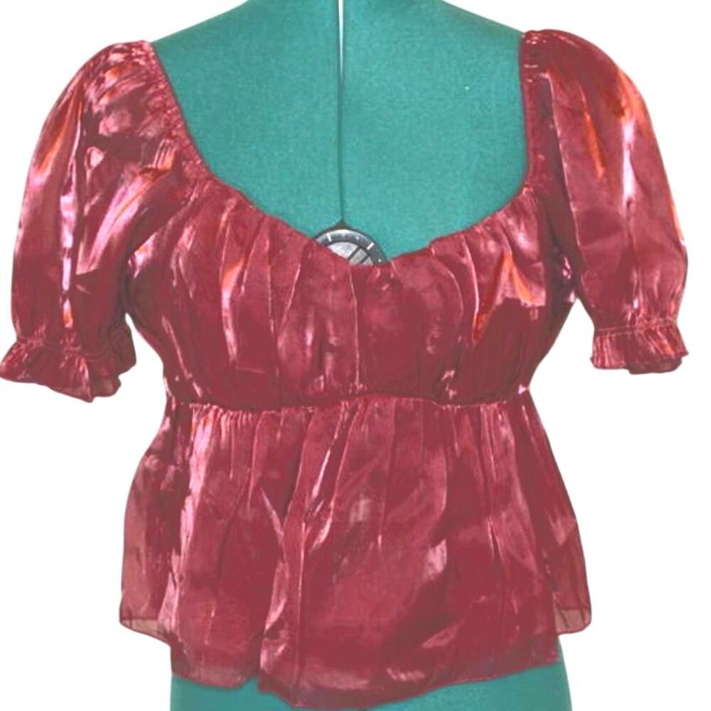 Thirty Thirty LA Puff Sleeve Peplum Top – Size Large